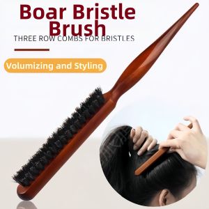 Pig Bristle Narrow Tooth Comb Enhance Appearance Versatile for Styling