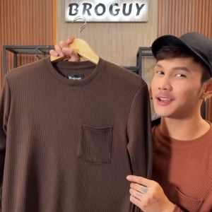 BROGUY Kaos Polos Waffle Lengan Panjang