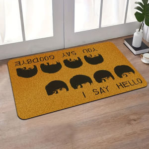 VIKAMA “Hello and Goodbye” Beatles Doormat – Retro Rock Band Doormat Soft and Non-Slip Entryway Rug Home Decor