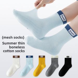 miiow | Breathable Sport Socks For Boys Kids Summer Thin Medium Tube Socks Absorb Sweat Comfortable Soft Cotton Polyester Spandex Blend