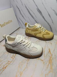 Leather Casual Shoes Womens 2025 Autumn New Thick Bottom Color Block Luxury Deqin Retro Sports Shoes Anti-slip Fashionable