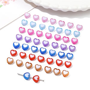 30pcs 8x7mm Acrylic Double Color Heart Beads Loose Bead Charms for DIY Earring Bracelet Necklace Jewelry Making Accessories