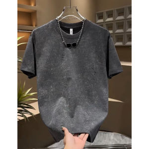 Mens round Neck Short Sleeve T-Shirt Casual Hole Design Half Sleeve Summer Fashion Polyester Fiber Slim Fit Urban Style Top