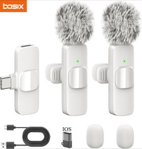 Mini Wireless Lavalier Microphone 2.4G Noise Cancellation for iPhone Android Video Recording Interview Portable Wireless Mic