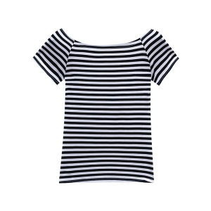 Modal Base Shirt Womens Thin Short Sleeve Shoulder Bared Short Style Inner Wear Commute Simple Casual Pure Color Summer T-Shirt