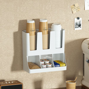 6 Compartment Upright Break Room Coffee Condiment and Cup Storage Organizer Cup and Lid Organizer for Break Room Office Home