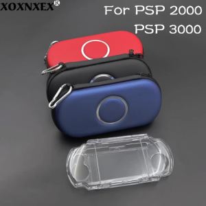 EVA Hard Carry Case Storage Bag +Crystal Clear Hard Shell Protective Cover For PSP 2000/3000 Console Full Protection Accessories
