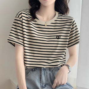 V.C.I | Cotton Stripe Crew-neck Loose T-shirt