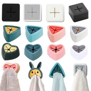 Self Adhesive Towel Plug Holder Wall Mounted Bathroom Towel Hook Storage Rack Waterproof Kitchen Rag Dishcloth Clip Organizer