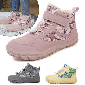 Waterproof Kids Barefoot Snow Boots 2025 New Wide Toe Winter Warm Fur Lined Shoes for Boys Girls Cold Weather Outdoor Sneakers