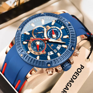 POEDAGAR Trendy Sports Men Wristwatch Waterproof Luminous Chronograph Date Man Watch Silicone Strap Fashion Quartz Mens Watches