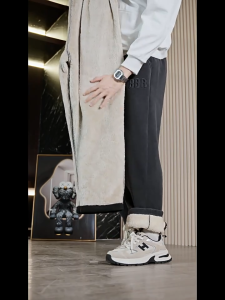 (SG Seller)Winter Travel Wide Leg Men Thermal Pants Loose Fit Thermal Sweatpants Fleece Lined Warm Casual Trousers-PL105