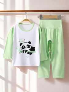 Baby Modal Sleepwear Set High Waist Thin Long Sleeve Home Clothes for Boys And Girls Summer Air Conditioning Suit Cartoon Style