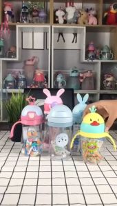 [TOKO BEST SHOP]Botol Minum Anak /Karakter rabbit Bear Tutup Clip / import / botol Kartun330- 900 ML/ botol jerami anak
