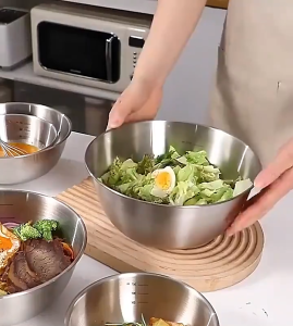 Buy 1 Take 2 Mixing Bowl 304 Stainless Steel With Scale Multifunctional Baking Salad Food Storage Bowl