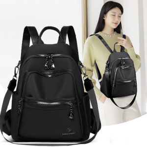 Oxford Cloth Double Shoulder Backpack Womens Casual Commuter Large Capacity Waterproof Lightweight Travel Backpack Korean Style