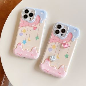 iPhone X XS 11 12 13 14 15 ซีรีส์สำหรับกันตก กระเป๋าเครื่องสำอางซีรีส์ไอศกรีมสามมิติเคสโทรศัพท์ TPU