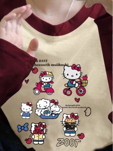 100% Pure Cotton Long Sleeve T-Shirt Womens Wine Red Oversize Cute Versatile New Print Top Casual Style Loose Fit Autumn Wear