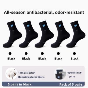 miiow | 100% Pure Cotton Mens Socks Breathable Sweat Absorbent Antibacterial Spring Summer Sports Mid-Calf Cat Man Socks
