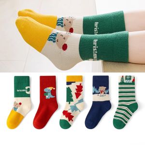 Thickened Christmas Pattern Cotton Socks for Boys And Girls Mid-calf Pure Cotton Childrens Socks Winter Style Kids Tights