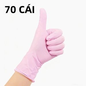 Găng Tay Nitrile Màu Hồng Nhạt 30/70/120 Găng Tay Cao Su Lót Trơn Dùng Một Lần Để Vệ Sinh Nhà Cửa Phòng Tắm Nhà Bếp Làm Đẹp Làm Tóc S/M/L