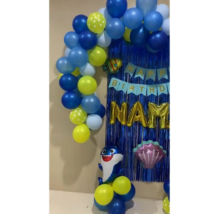 Dekorasi Balon Set Tema Hewan Laut Baby Shark Balon Paket Ulang Tahun Anak Tema Biru Ocean Under The Sea Lautan Ikan