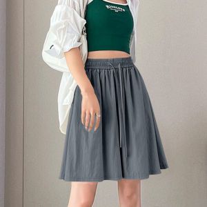 Summer Ice Silk Casual Shorts Womens High Waist Slim Wide Leg Five-Part Pants Stylish Versatile Commute-Friendly Styles