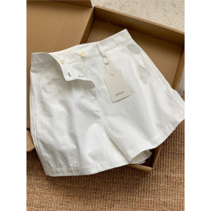 High Waist A-Line Cotton Linen Shorts White Lengthening Legs Effect Summer Casual Style City Walk Suitable for plus Size