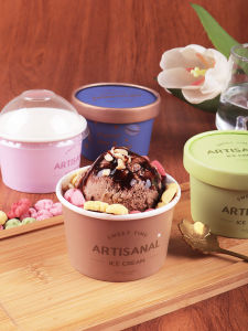 Thickened Disposable Paper Cup with Lid for Ice Cream And Dessert Food Grade Small Cup for Home Use High Quality Milk Skin