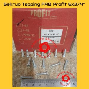 (100 pcs) Sekrup FH #6x3/4" / Self Tapping Screw F+AB (2CM)