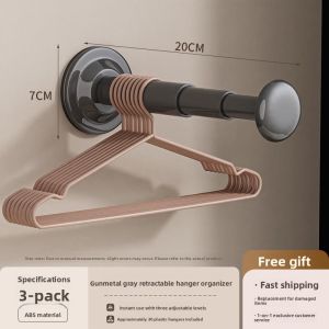 MONLEYTA | Suction Cup Clothes Hanger Multi-Functional Balcony Storage Wall Mounted No Drilling Traceless Clothes Drying Rack Household