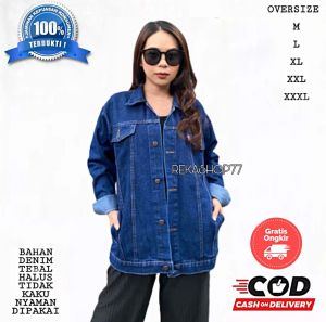 jaket jeans oversize jacket denim wanita M - XXXL jumbo - rekashop77