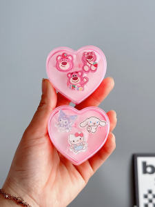 Nhẫn Trẻ Em Hình Trái Tim Hộp Quà Tặng Trang Sức Công Chúa Dễ Thương Hoạt Hình KT Cat Ngón Tay Nhỏ Vòng Tròn Dâu Gấu Em Bé Quà Tặng Sinh Nhật