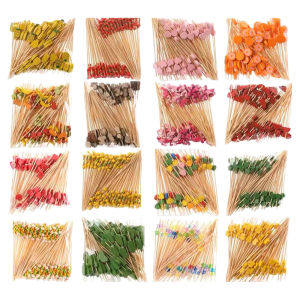Disposable Artistic Bamboo Fruit Forks Sandwich Sticks Cocktail Picks New Design Fruit Skewers And Dessert Toothpicks