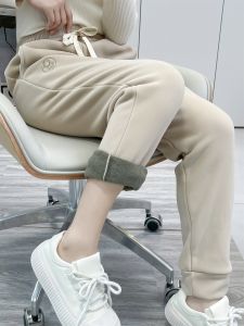 High Waist Fleece Lined Loose Casual Pants Womens Sports Trousers Warm Comfortable Korean Style Elastic Waist Sweatpants