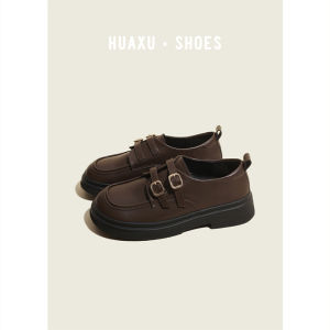 Comfortable Soft Leather Slip-On Thick Heel Deep Mouth Womens Shoes British Style Fall Fashion Match Skirts round Toe Low Heel