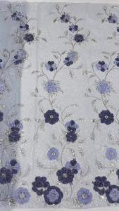 Nigerian 3D Flower Lace Fabric 2026 African Beaded Sequins Lace Fabric French Embroidery Tulle Lace Wedding Dress AT2977-A