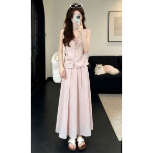 Ge·an·fei | French Elegant Pink Sleeveless Maxi Dress