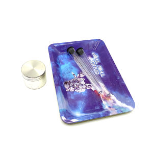 Metal Rolling Tray 7.1X4.9in with 115MM King Size Plastic Tube 40mm Zinc Alloy Herb Grinder 4-layer Crusher Smoking Accessories