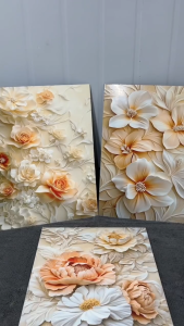 3-Piece Floral Wall Art Set Pink Tulips Golden Roses Aesthetic for Living Room Corridor Wall Decor