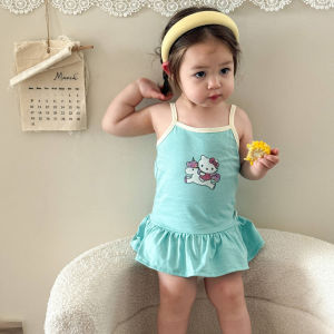 Sweet Summer Thin Cartoon Dress for Baby Girls Cute Strap Vest Skirt Infant Clothes Breathable Soft mid Waist Length Dress