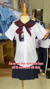 Áo sơ mi học sinh sơ mi cổ lá sen bạ caro 030.