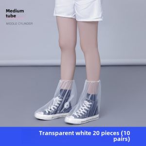 Disposable Waterproof Shoe Cover Rainy Day High Thickened Non Slip Mens and Womens Transparent Isolation Boot Cover Wear-Resistant Plastic Foot Sleeve
