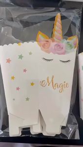 6 Hộp Bắp Rang Bơ Hình Kỳ Lân Dễ Thương Hộp Đựng Kẹo Ma Thuật Dành Cho Tiệc Sinh Nhật Bé Gái Trang Trí Đồ Ăn Vặt Túi Giấy Có Thể Gấp Gọn