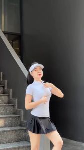 Set đồ thể thao nữ tập pickleball tennis cầu lông áo thun cổ trụ chân váy có lót đùi BINSPORTS A304