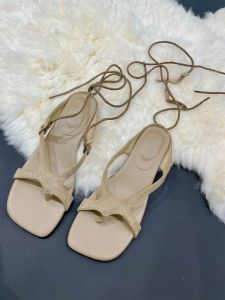 CAIZINI | Ankle-Strap Open-Toe Rough-Heeled Sandals