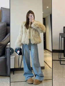 High Waist Wide Leg Straight Blue Jeans Womens Spring Season Vintage Washed Loose Fit Versatile Pants Extended Length