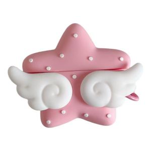 Cute 3D Pink Star Angel Wings Earphone Case For AirPods Pro 2 3 4 Soft Silicone Protective Cover Kawaii Dot Decor Headset Shell
