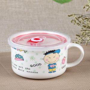 QUANHAO | Microwave Safe Ceramic Bowl with Lid and Handle