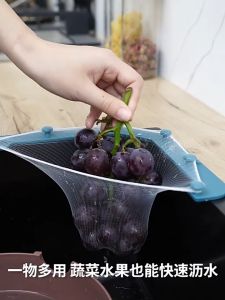 Kitchen Sink Drain Filter Holder Triangle Foldable Sink Strainer Drainer with Net Basket Penapis Sisa Makanan Sinki